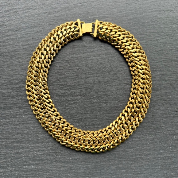 VINTAGE MONET 3 CHAIN CHOKER NECKLACE. - Picture 1 of 2